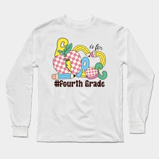 F Is For Fourth Grade Teacher Groovy Back to School Long Sleeve T-Shirt